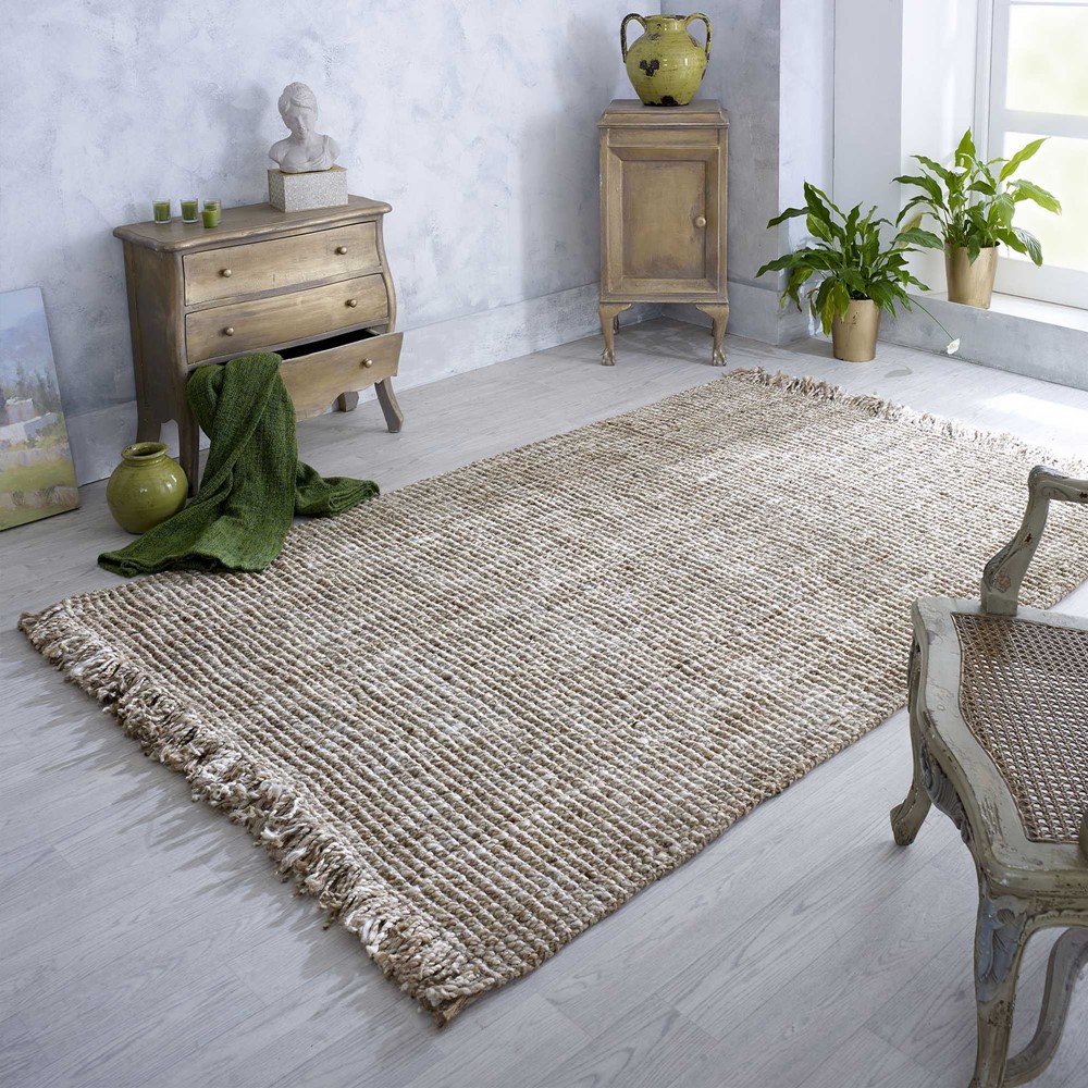 Lagos Jute Fringe Rug in Gold